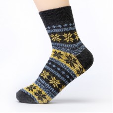 Cotton Knit Socks For Men And Women Lovers Retro Ethnic Socks Woolen Stockings Snowflakes